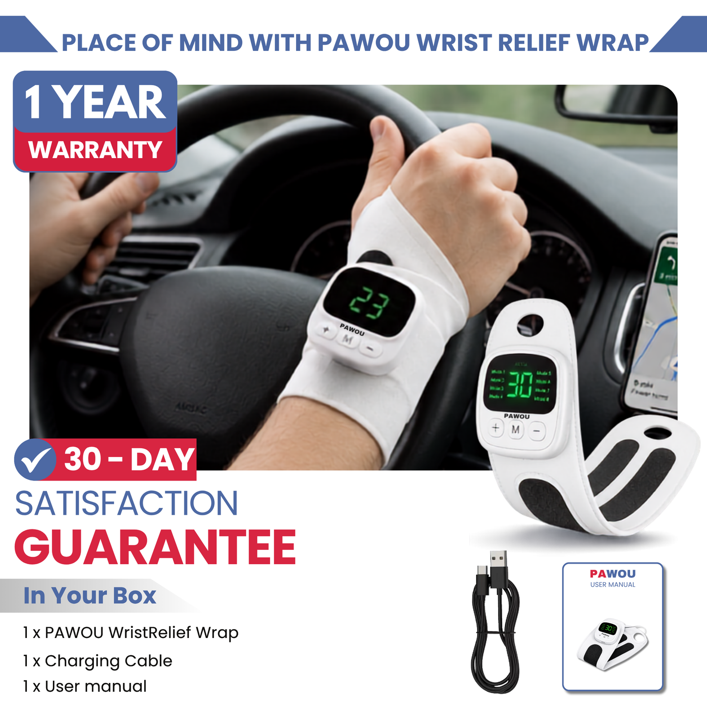 PAWOU™ Wrist Relief Wrap - EMS Wrist Massager