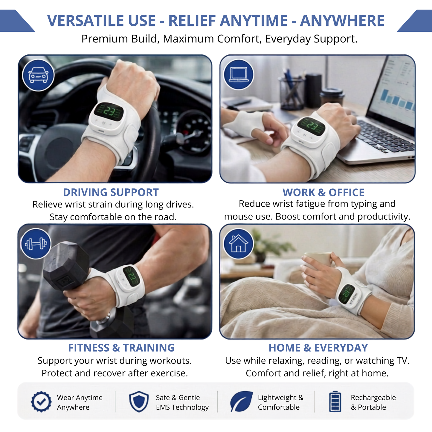 PAWOU™ Wrist Relief Wrap - EMS Wrist Massager